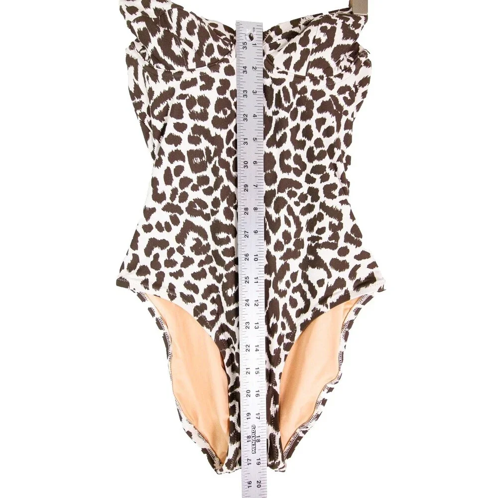 J.Crew Ruched Bandeau One-Piece Swimsuit Leopard Print Size 0 H7672